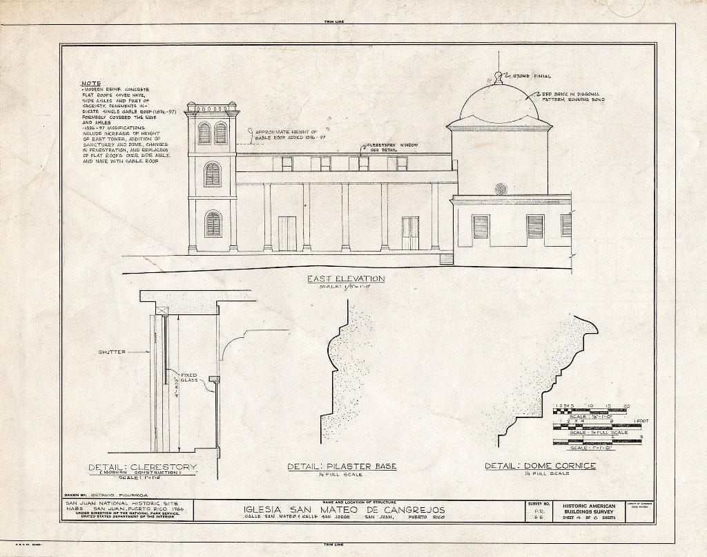 Blueprint HABS PR,7-SAJU,38- (Sheet 4 of 6) - Iglesia San Mateo de Cangrejos, Northwest of Calle San Jorge at Calle San Mateo,Santurce, San Juan, San Juan Municipio, PR