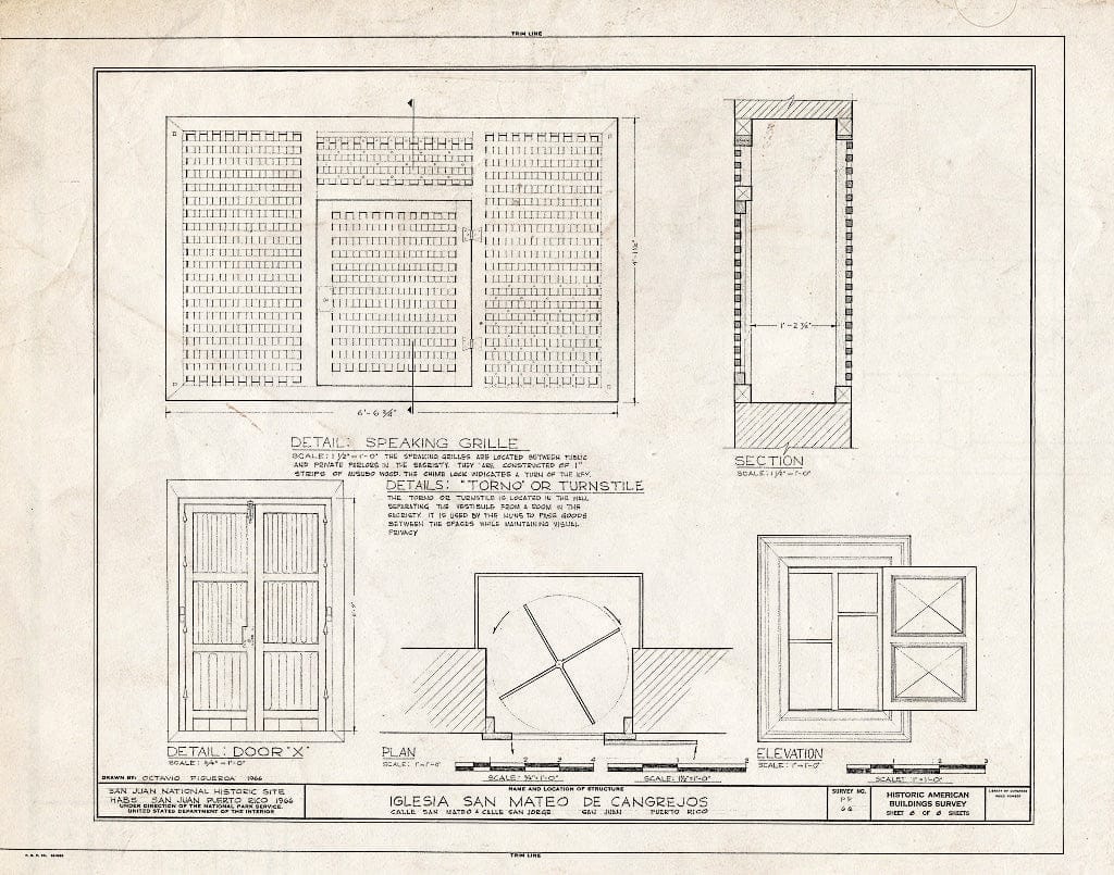 Blueprint HABS PR,7-SAJU,38- (Sheet 6 of 6) - Iglesia San Mateo de Cangrejos, Northwest of Calle San Jorge at Calle San Mateo,Santurce, San Juan, San Juan Municipio, PR