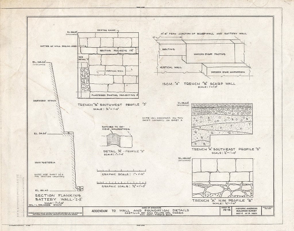 Blueprint HABS PR,7-SAJU,6- (Sheet 4 of 14) - Castillo de San Felipe del Morro, Northwest end of San Juan, San Juan, San Juan Municipio, PR