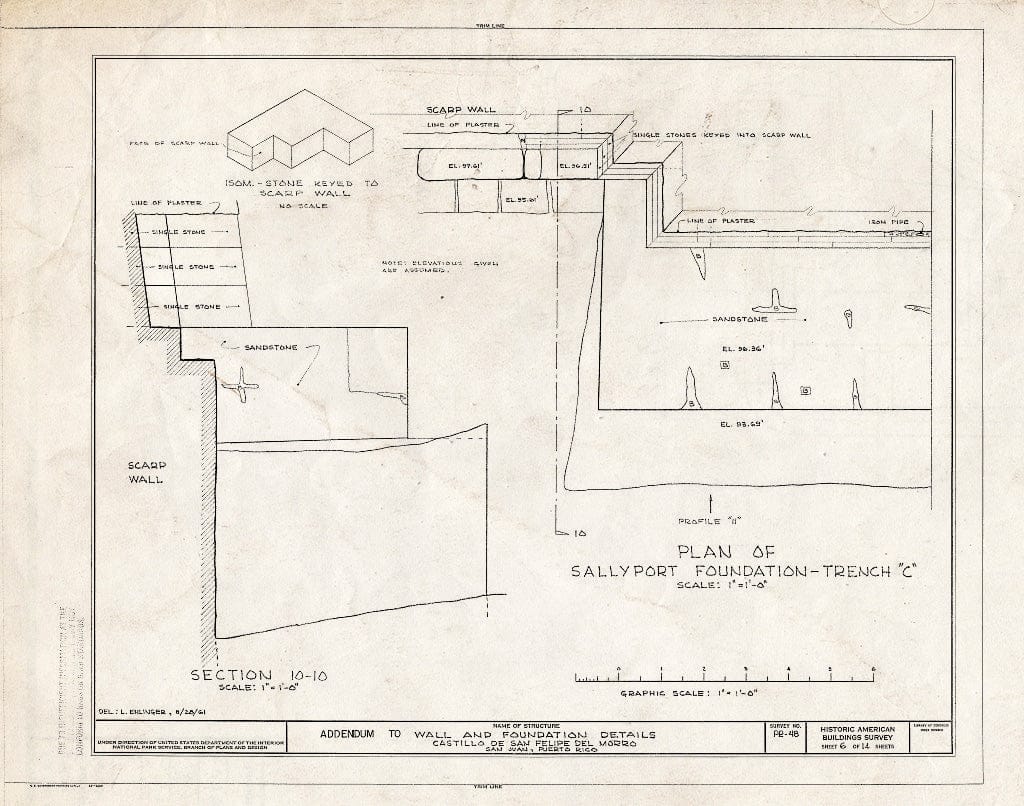 Blueprint HABS PR,7-SAJU,6- (Sheet 6 of 14) - Castillo de San Felipe del Morro, Northwest end of San Juan, San Juan, San Juan Municipio, PR