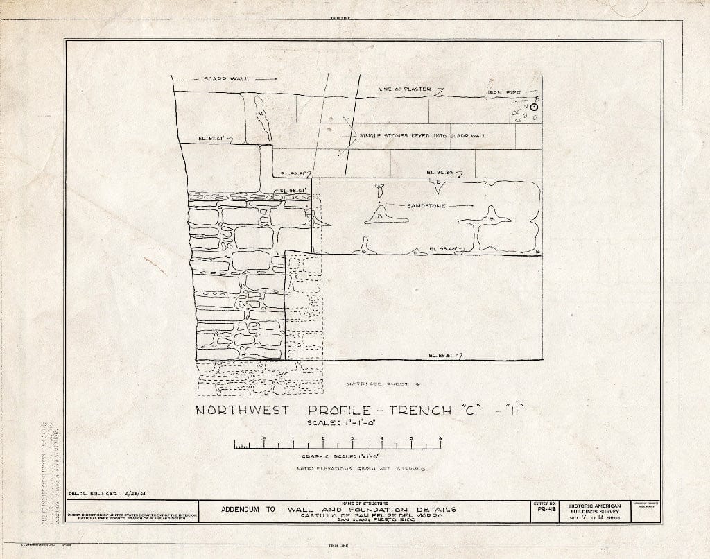 Blueprint HABS PR,7-SAJU,6- (Sheet 7 of 14) - Castillo de San Felipe del Morro, Northwest end of San Juan, San Juan, San Juan Municipio, PR