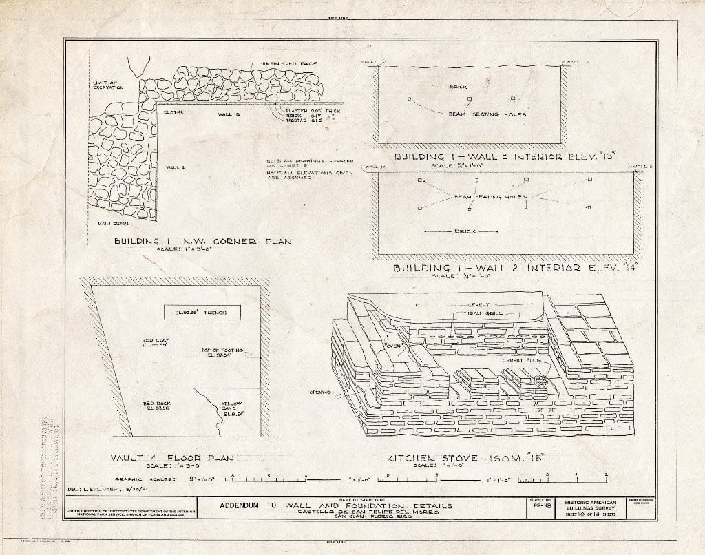 Blueprint HABS PR,7-SAJU,6- (Sheet 10 of 14) - Castillo de San Felipe del Morro, Northwest end of San Juan, San Juan, San Juan Municipio, PR