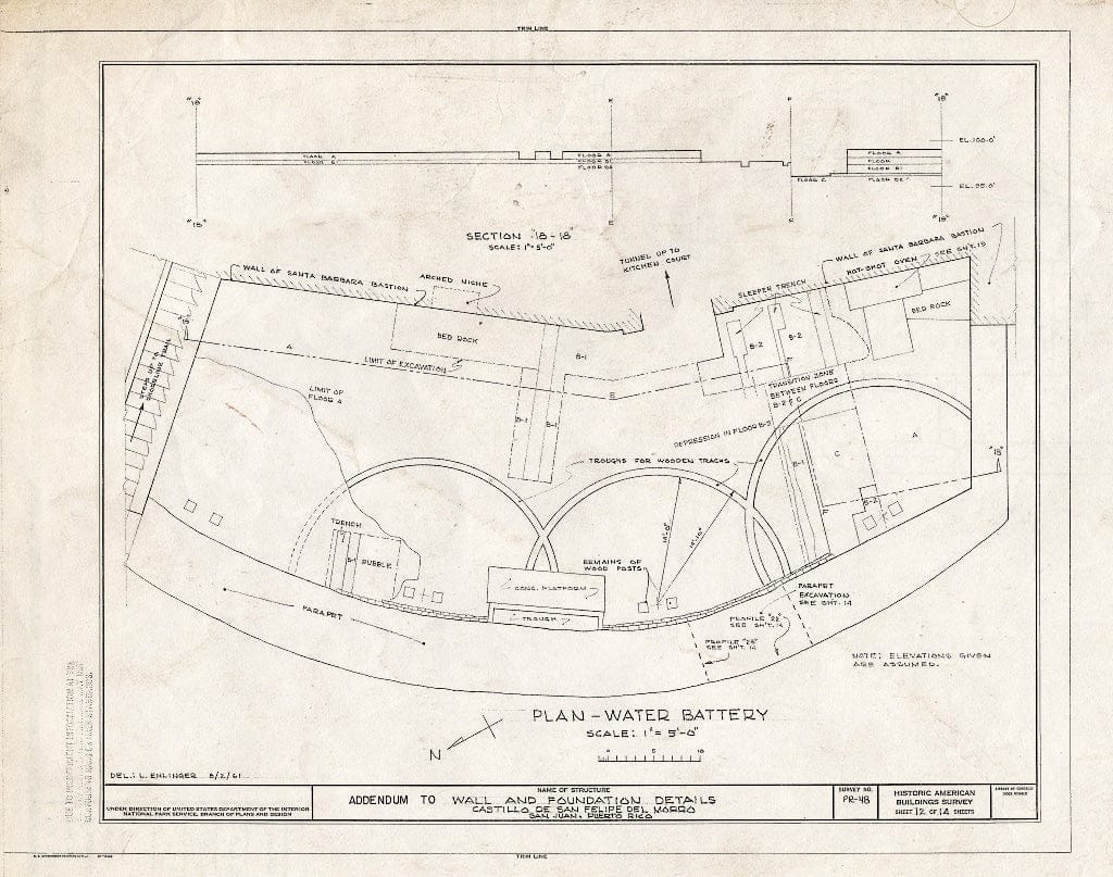 Blueprint HABS PR,7-SAJU,6- (Sheet 12 of 14) - Castillo de San Felipe del Morro, Northwest end of San Juan, San Juan, San Juan Municipio, PR