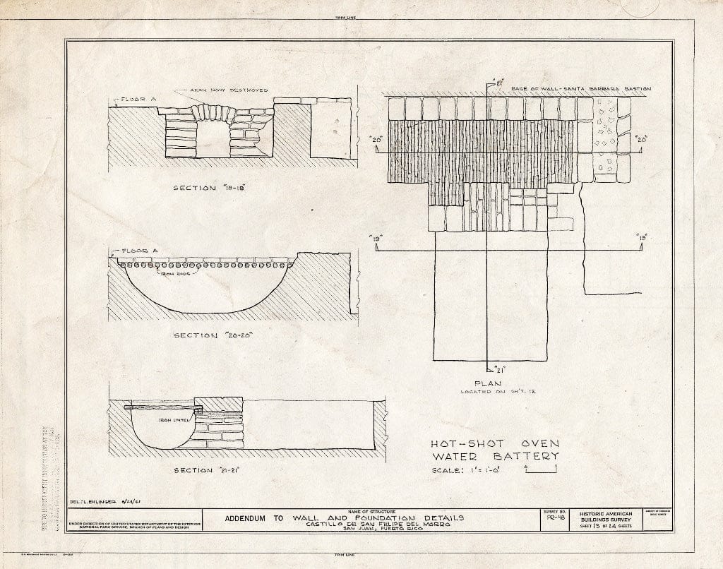 Blueprint HABS PR,7-SAJU,6- (Sheet 13 of 14) - Castillo de San Felipe del Morro, Northwest end of San Juan, San Juan, San Juan Municipio, PR
