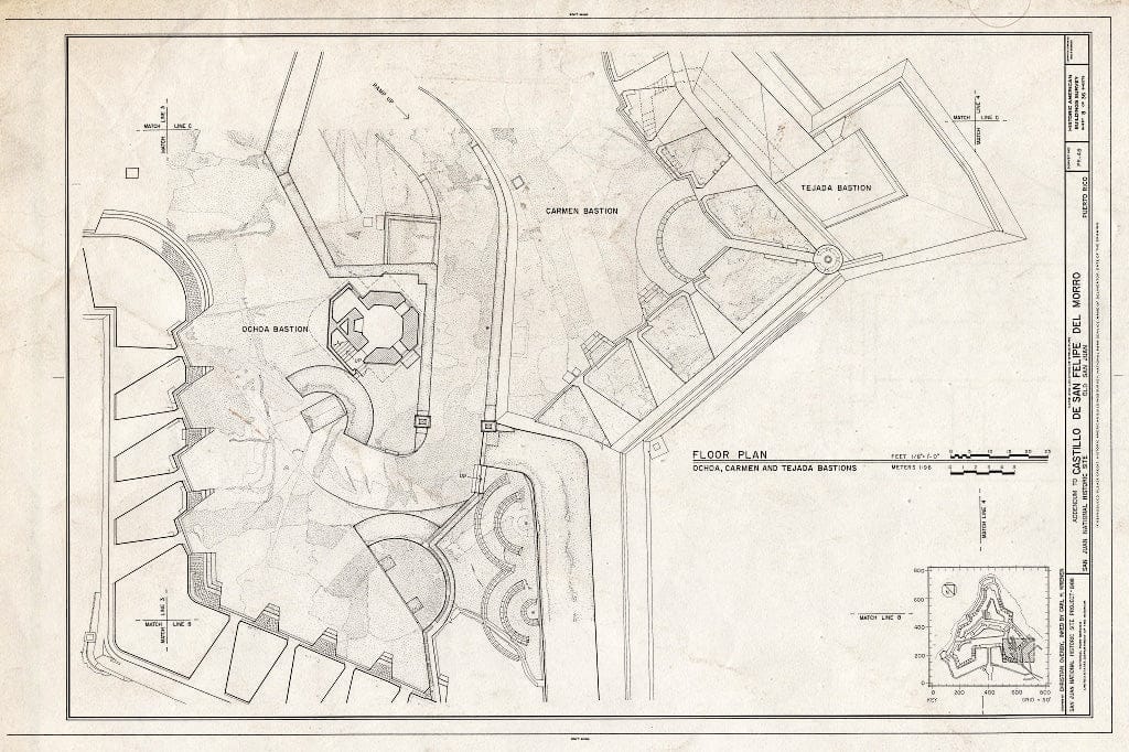 Blueprint HABS PR,7-SAJU,6- (Sheet 8 of 36) - Castillo de San Felipe del Morro, Northwest end of San Juan, San Juan, San Juan Municipio, PR
