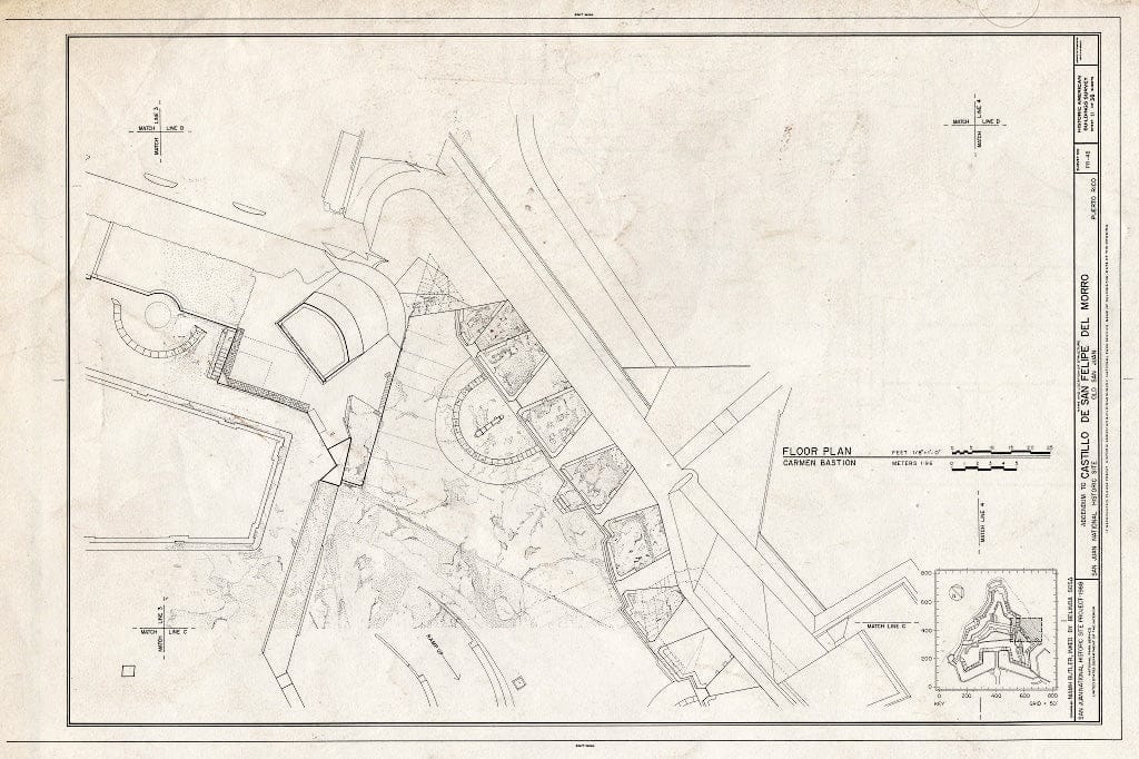Blueprint HABS PR,7-SAJU,6- (Sheet 11 of 36) - Castillo de San Felipe del Morro, Northwest end of San Juan, San Juan, San Juan Municipio, PR