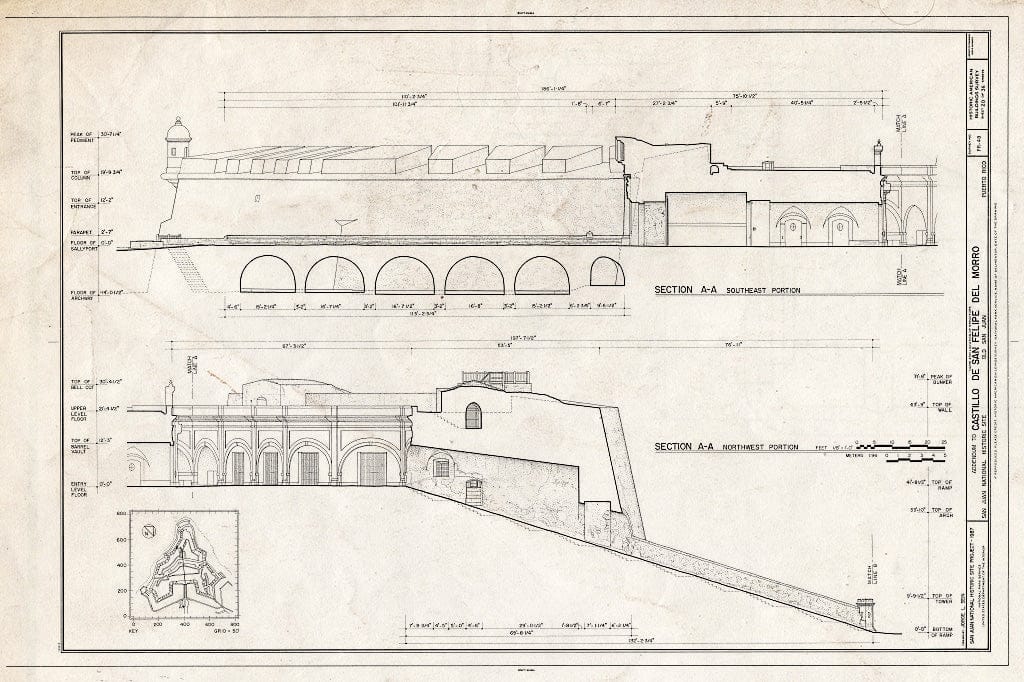 Blueprint HABS PR,7-SAJU,6- (Sheet 20 of 36) - Castillo de San Felipe del Morro, Northwest end of San Juan, San Juan, San Juan Municipio, PR