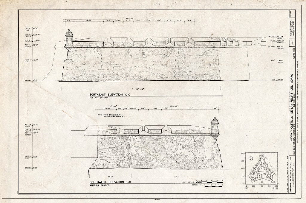 Blueprint HABS PR,7-SAJU,6- (Sheet 22 of 36) - Castillo de San Felipe del Morro, Northwest end of San Juan, San Juan, San Juan Municipio, PR