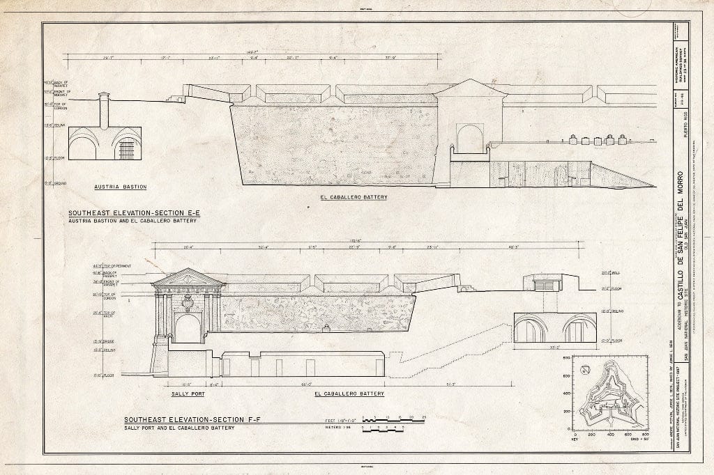 Blueprint HABS PR,7-SAJU,6- (Sheet 23 of 36) - Castillo de San Felipe del Morro, Northwest end of San Juan, San Juan, San Juan Municipio, PR
