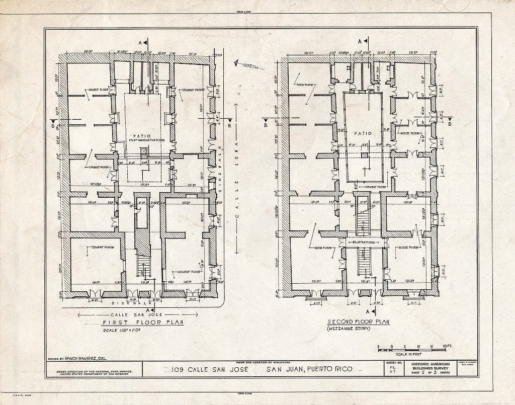 Blueprint HABS PR,7-SAJU,29- (Sheet 2 of 5) - 109 Calle San Jose, 109 Calle San Jose, San Juan, San Juan Municipio, PR