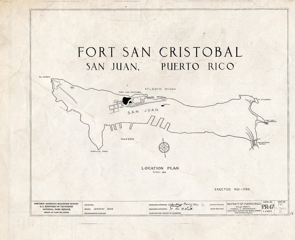 Blueprint HABS PR,7-SAJU,5- (Sheet 0 of 1) - Castillo de San Christobal, Boulevard Norzagaray, San Juan, San Juan Municipio, PR