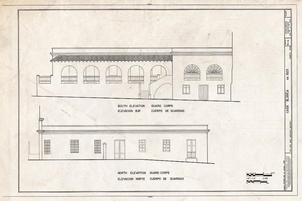 Blueprint HABS PR,7-SAJU,58- (Sheet 10 of 17) - Casa Blanca, San Sebastian Street (West End), San Juan, San Juan Municipio, PR