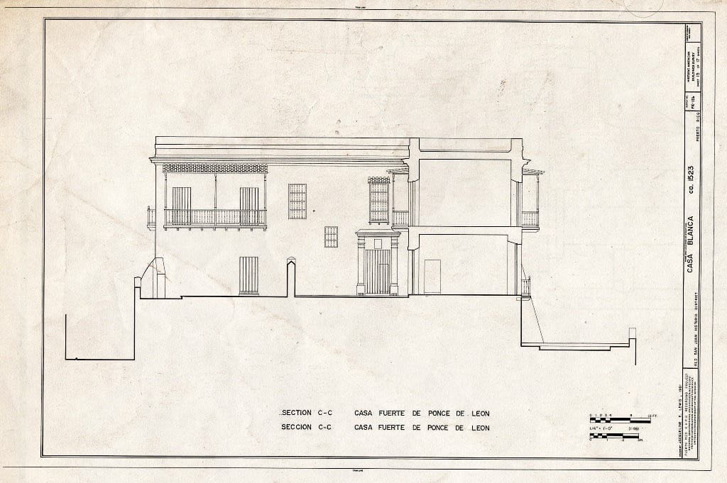 Blueprint HABS PR,7-SAJU,58- (Sheet 15 of 17) - Casa Blanca, San Sebastian Street (West End), San Juan, San Juan Municipio, PR