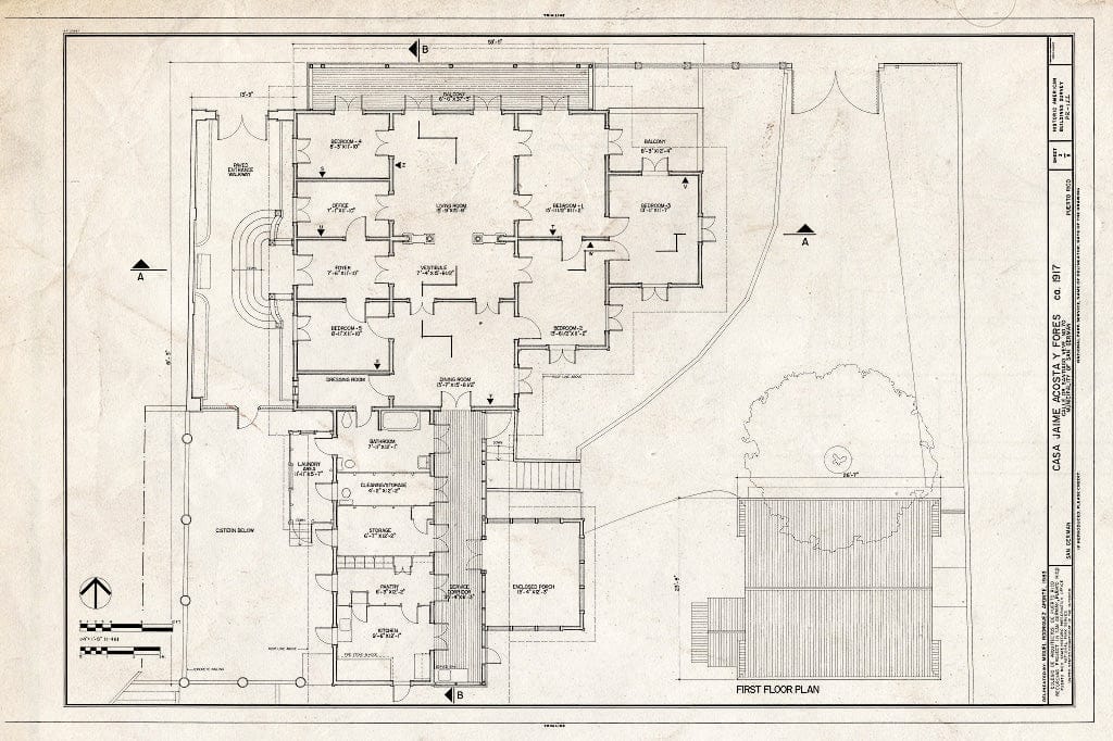 Blueprint HABS PR,5-SANG,3- (Sheet 3 of 8) - Acosta y Fores, Jaime, Casa, Calle Dr. Santiago Veve No. 70, San German, San German Municipio, PR