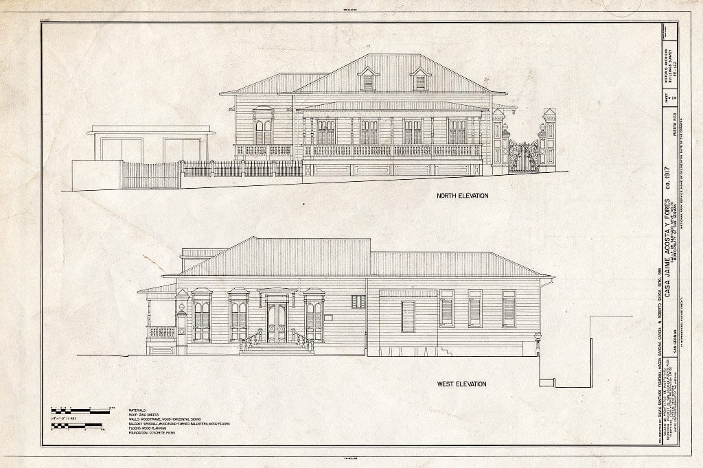 Blueprint HABS PR,5-SANG,3- (Sheet 4 of 8) - Acosta y Fores, Jaime, Casa, Calle Dr. Santiago Veve No. 70, San German, San German Municipio, PR