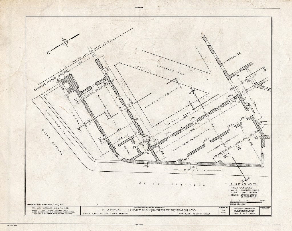 Blueprint HABS PR,7-SAJU,43C- (Sheet 4 of 10) - El Arsenal, Former Headquarters of The Spanish Navy, Calle Arsenal, San Juan, San Juan Municipio, PR