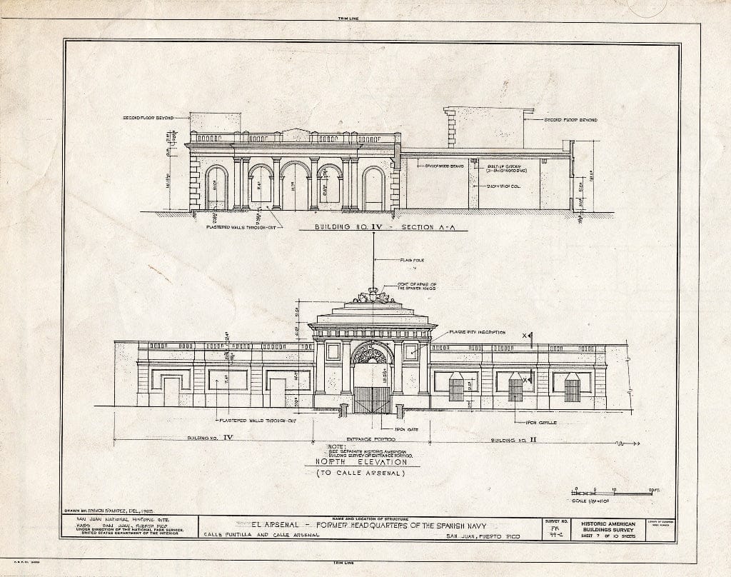 Blueprint HABS PR,7-SAJU,43C- (Sheet 7 of 10) - El Arsenal, Former Headquarters of The Spanish Navy, Calle Arsenal, San Juan, San Juan Municipio, PR