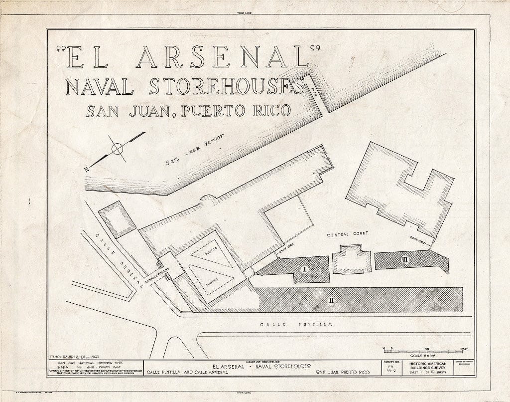 Blueprint HABS PR,7-SAJU,43D- (Sheet 1 of 10) - El Arsenal, Naval Storehouses, Calle Arsenal, San Juan, San Juan Municipio, PR