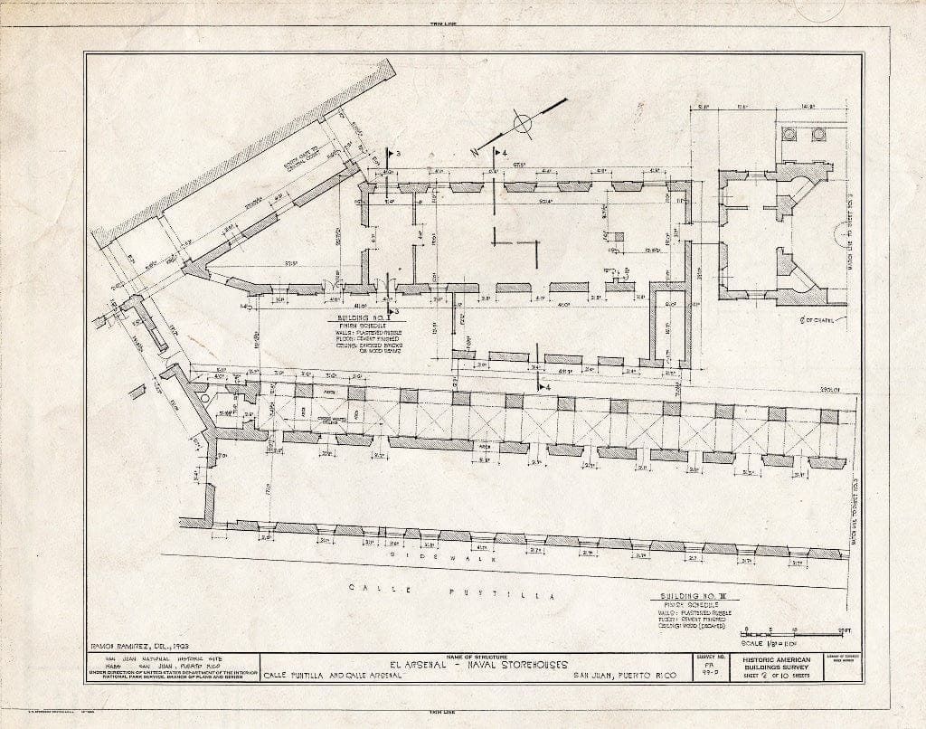 Blueprint HABS PR,7-SAJU,43D- (Sheet 2 of 10) - El Arsenal, Naval Storehouses, Calle Arsenal, San Juan, San Juan Municipio, PR