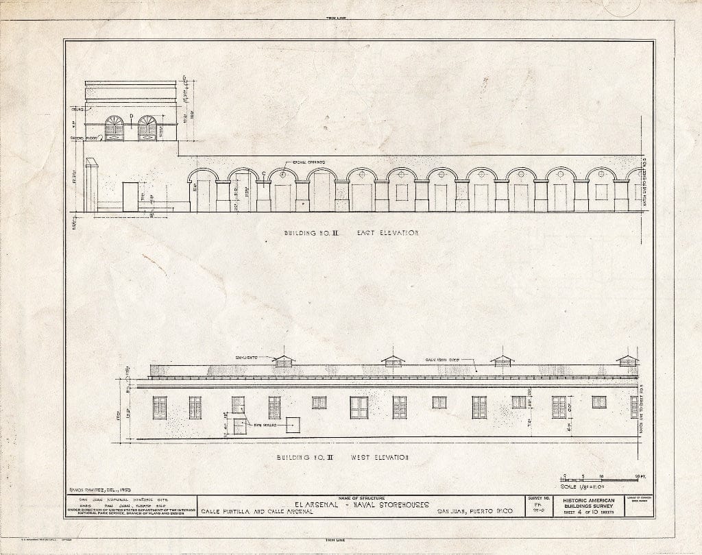 Blueprint HABS PR,7-SAJU,43D- (Sheet 4 of 10) - El Arsenal, Naval Storehouses, Calle Arsenal, San Juan, San Juan Municipio, PR