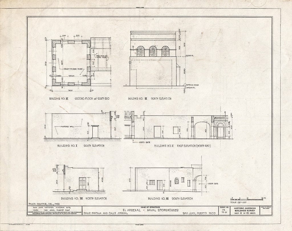 Blueprint HABS PR,7-SAJU,43D- (Sheet 8 of 10) - El Arsenal, Naval Storehouses, Calle Arsenal, San Juan, San Juan Municipio, PR