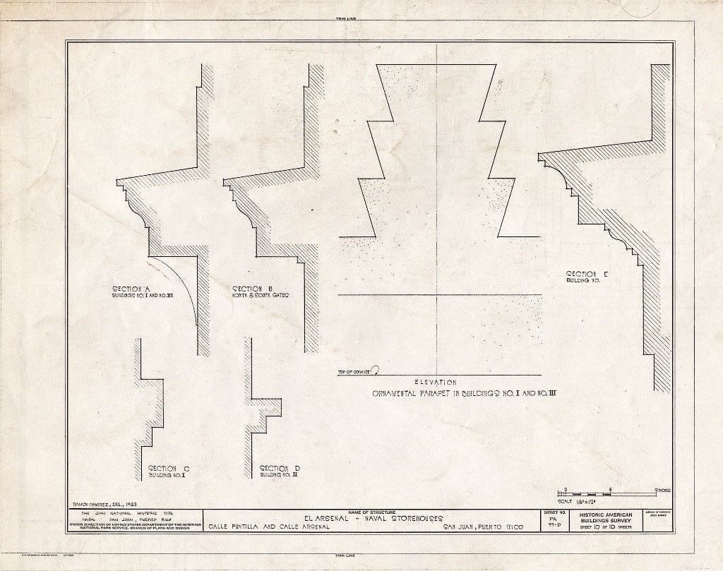 Blueprint HABS PR,7-SAJU,43D- (Sheet 10 of 10) - El Arsenal, Naval Storehouses, Calle Arsenal, San Juan, San Juan Municipio, PR