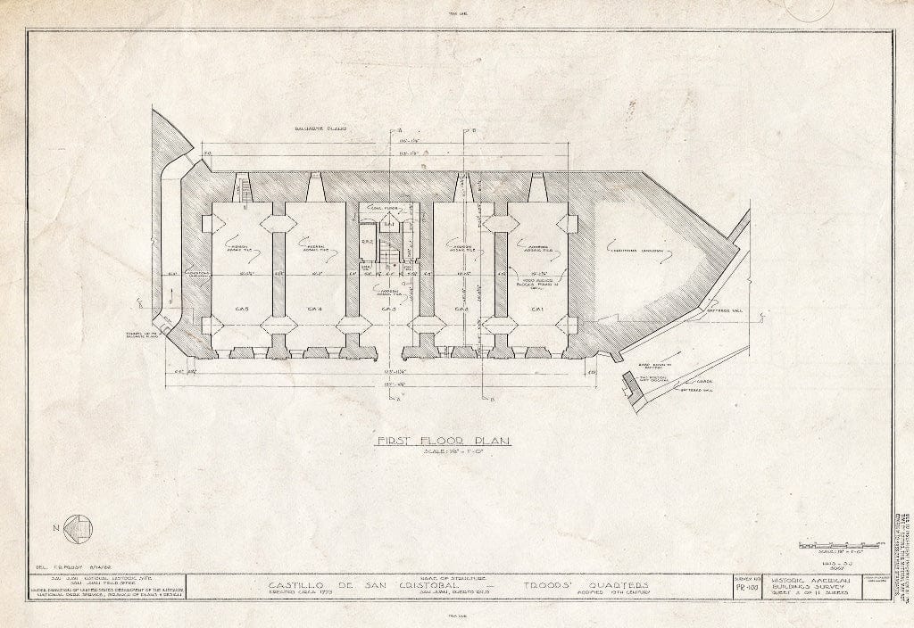 Blueprint HABS PR,7-SAJU,54- (Sheet 2 of 11) - Troops Quarters, Boulevard Norzagaray, San Juan, San Juan Municipio, PR