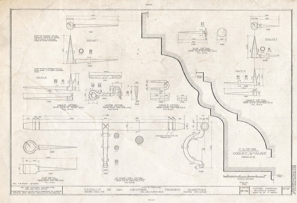 Blueprint HABS PR,7-SAJU,54- (Sheet 10 of 11) - Troops Quarters, Boulevard Norzagaray, San Juan, San Juan Municipio, PR
