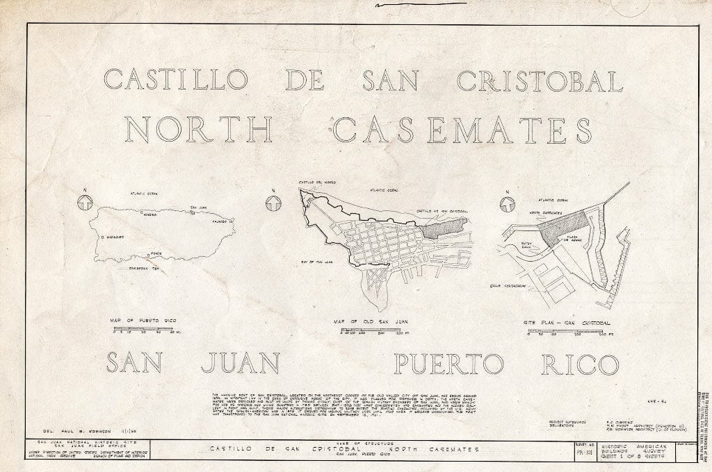 Blueprint HABS PR,7-SAJU,45- (Sheet 1 of 8) - North Casemates, Boulevard Norzagaray, San Juan, San Juan Municipio, PR