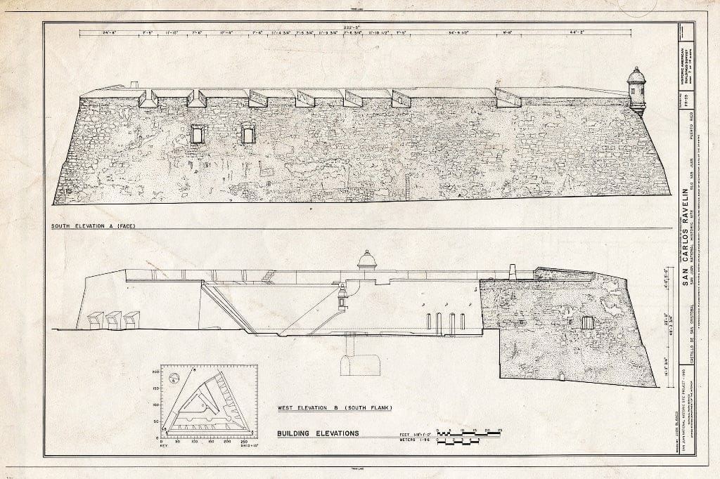 Blueprint HABS PR,7-SAJU,44- (Sheet 7 of 14) - Castillo de San Cristobal, San Carlos Ravelin, San Juan, San Juan Municipio, PR