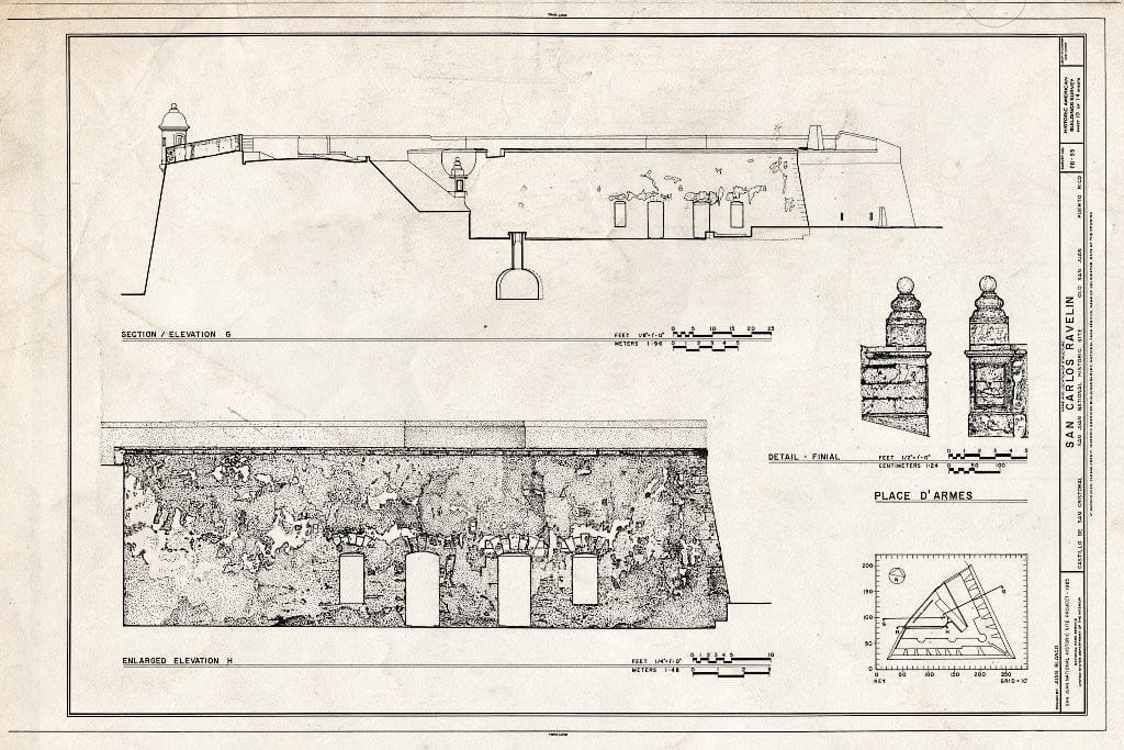 Blueprint HABS PR,7-SAJU,44- (Sheet 10 of 14) - Castillo de San Cristobal, San Carlos Ravelin, San Juan, San Juan Municipio, PR