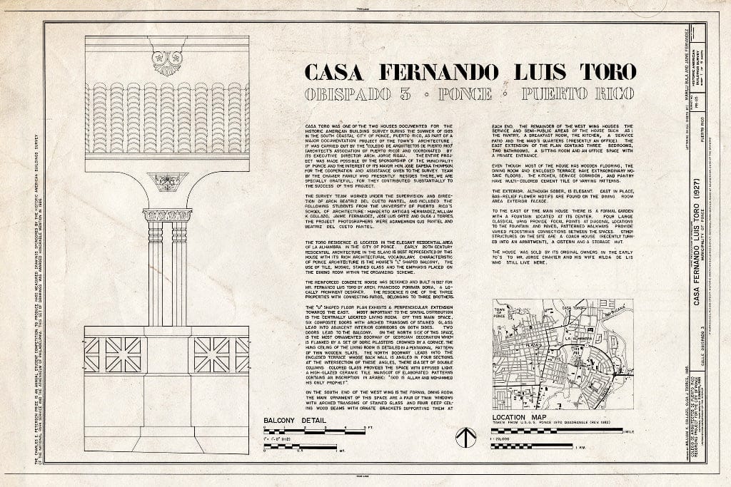 Blueprint HABS PR,6-Ponce,13- (Sheet 1 of 6) - Casa Fernando Luis Toro, Casa Obispado 3, Ponce, Ponce Municipio, PR