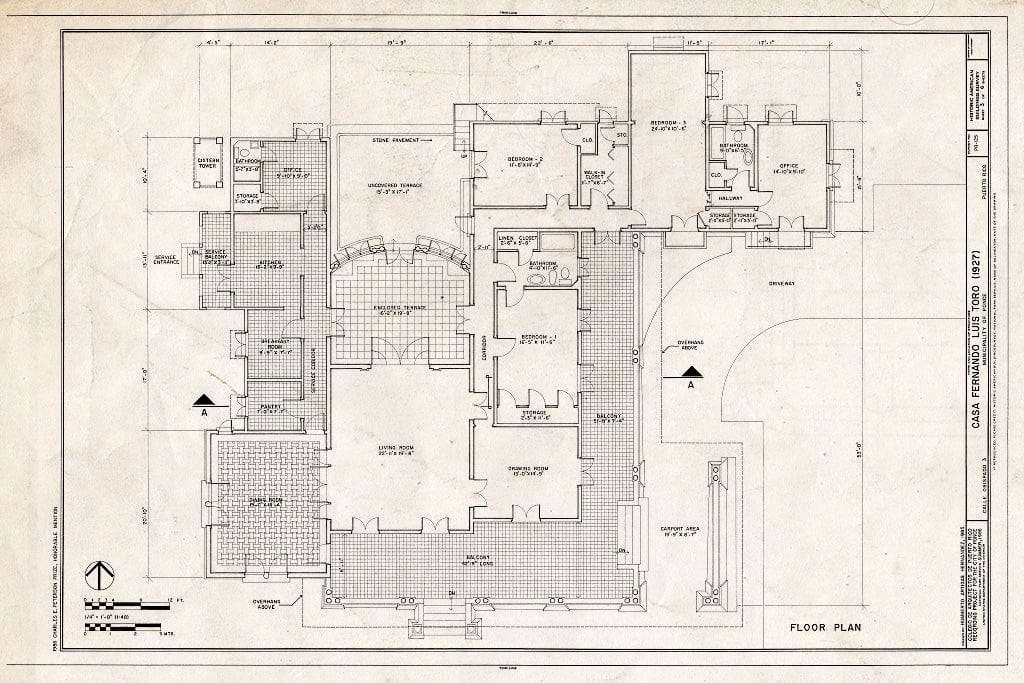 Blueprint HABS PR,6-Ponce,13- (Sheet 3 of 6) - Casa Fernando Luis Toro, Casa Obispado 3, Ponce, Ponce Municipio, PR