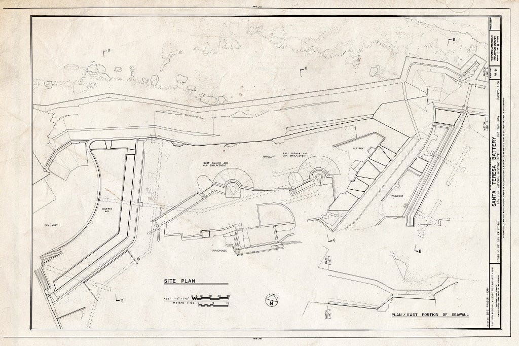 Blueprint HABS PR,7-SAJU,53- (Sheet 2 of 11) - Castillo de San Cristobal, Santa Teresa Battery, San Juan, San Juan Municipio, PR