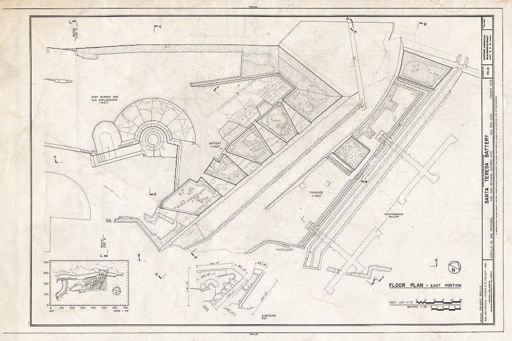 Blueprint HABS PR,7-SAJU,53- (Sheet 3 of 11) - Castillo de San Cristobal, Santa Teresa Battery, San Juan, San Juan Municipio, PR