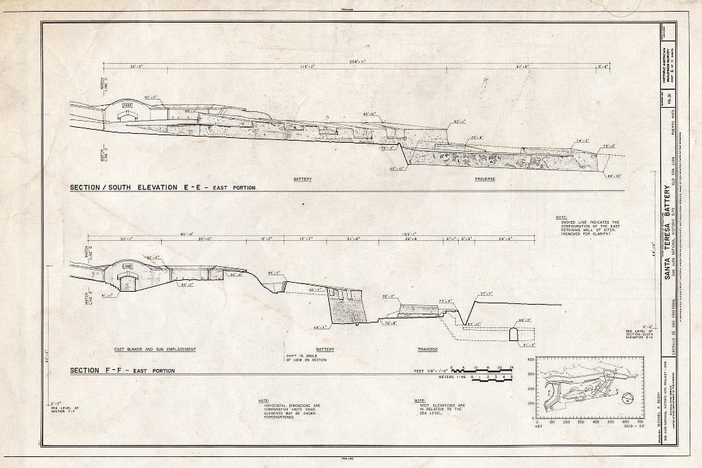 Blueprint HABS PR,7-SAJU,53- (Sheet 6 of 11) - Castillo de San Cristobal, Santa Teresa Battery, San Juan, San Juan Municipio, PR