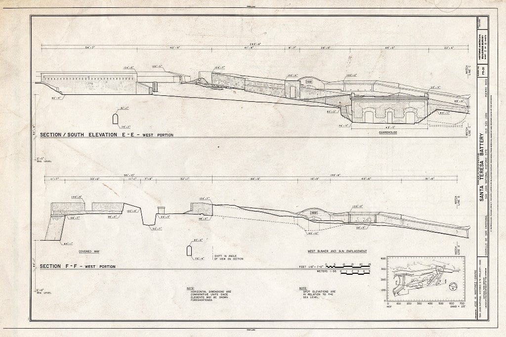 Blueprint HABS PR,7-SAJU,53- (Sheet 7 of 11) - Castillo de San Cristobal, Santa Teresa Battery, San Juan, San Juan Municipio, PR