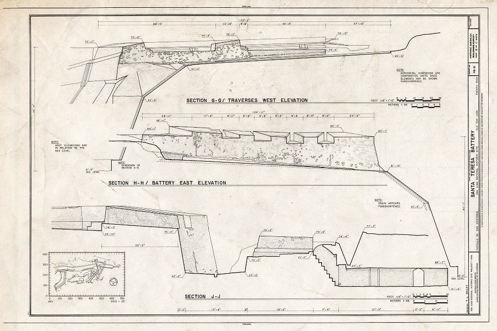 Blueprint HABS PR,7-SAJU,53- (Sheet 8 of 11) - Castillo de San Cristobal, Santa Teresa Battery, San Juan, San Juan Municipio, PR