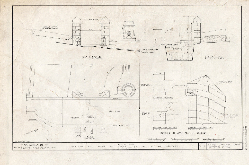 Blueprint HABS PR,7-SAJU,56C- (Sheet 2 of 3) - Fuerte El Abanico, North-East Gate, Boulevard Narzagaray, San Juan, San Juan Municipio, PR