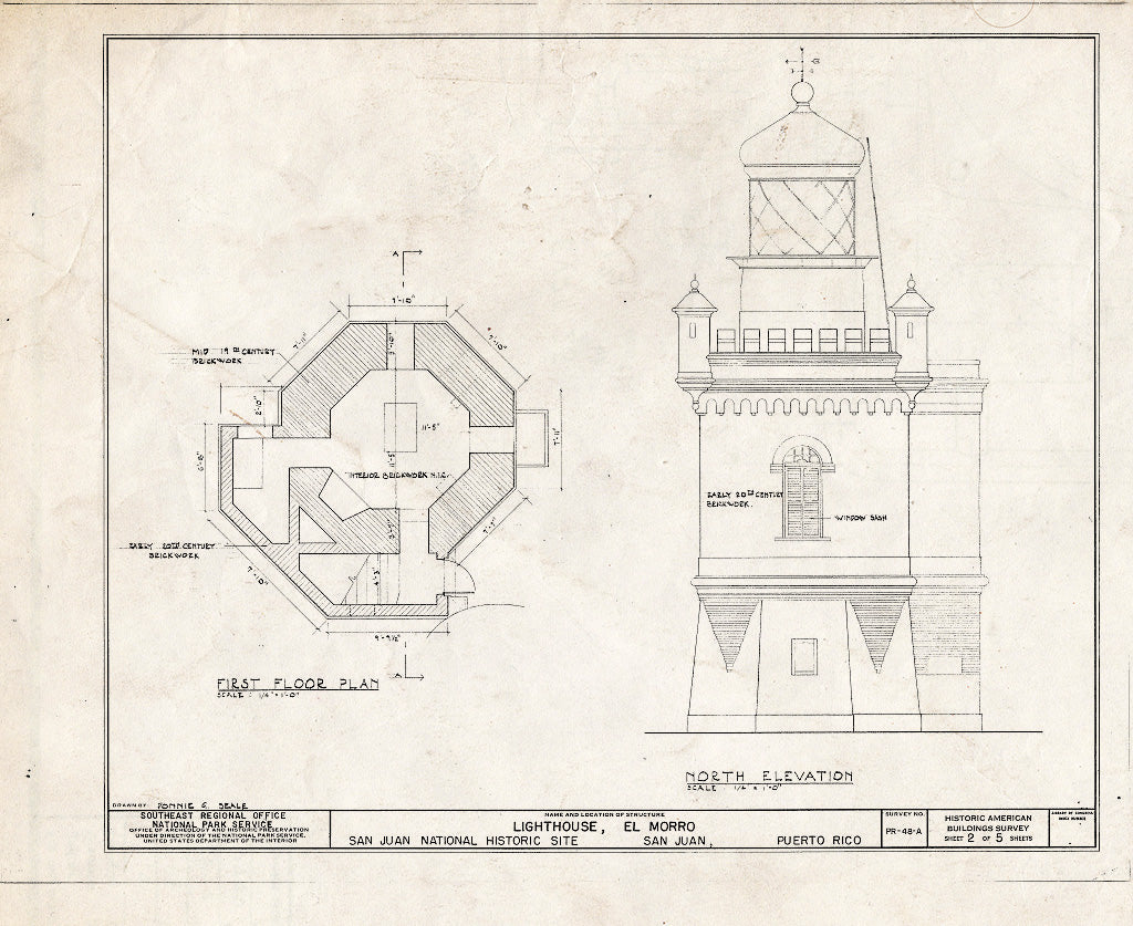 Blueprint HABS PR,7-SAJU,6A- (Sheet 2 of 5) - Castillo de San Felipe del Morro, Lighthouse, Northwest Corner of San Juan, San Juan, San Juan Municipio, PR