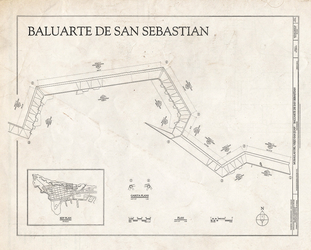 Blueprint HABS PR,7-SAJU,64A- (Sheet 1 of 4) - Murallas del Viejo San Juan, Baluarte de San Sebastian, San Juan, San Juan Municipio, PR