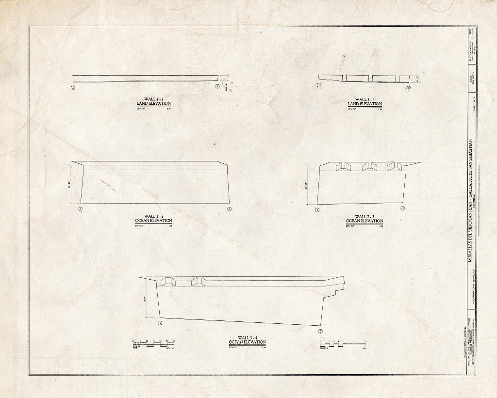 Blueprint HABS PR,7-SAJU,64A- (Sheet 3 of 4) - Murallas del Viejo San Juan, Baluarte de San Sebastian, San Juan, San Juan Municipio, PR