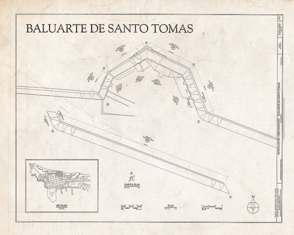 Blueprint HABS PR,7-SAJU,64B- (Sheet 1 of 4) - Murallas del Viejo San Juan, Baluarte de Santo Tomas, San Juan, San Juan Municipio, PR