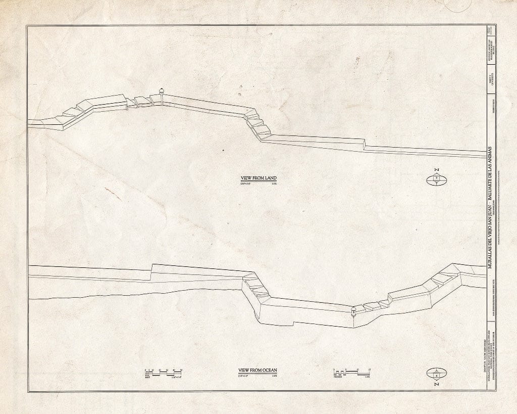 Blueprint HABS PR,7-SAJU,64C- (Sheet 2 of 4) - Murallas del Viejo San Juan, Baluarte de Las Animas, San Juan, San Juan Municipio, PR