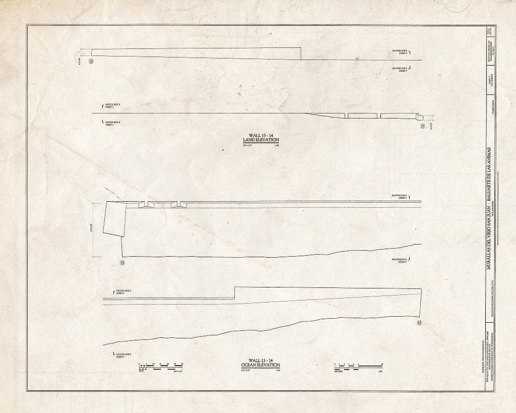 Blueprint HABS PR,7-SAJU,64C- (Sheet 3 of 4) - Murallas del Viejo San Juan, Baluarte de Las Animas, San Juan, San Juan Municipio, PR