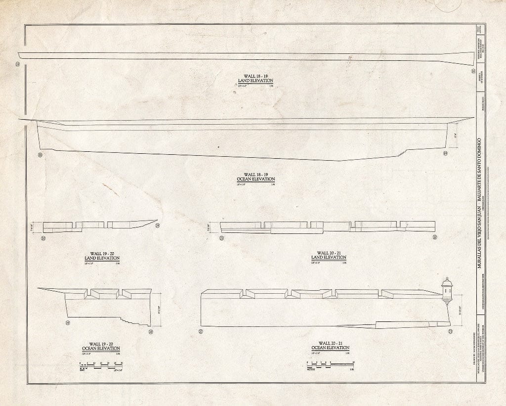 Blueprint HABS PR,7-SAJU,64D- (Sheet 3 of 4) - Murallas del Viejo San Juan, Baluarte de Santo Domingo, San Juan, San Juan Municipio, PR