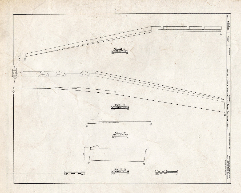 Blueprint HABS PR,7-SAJU,64D- (Sheet 4 of 4) - Murallas del Viejo San Juan, Baluarte de Santo Domingo, San Juan, San Juan Municipio, PR