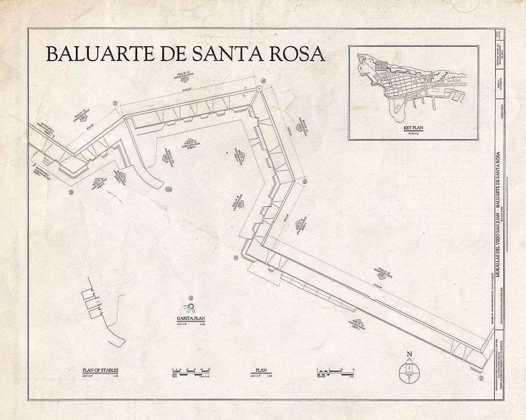 Blueprint HABS PR,7-SAJU,64E- (Sheet 1 of 4) - Murallas del Viejo San Juan, Baluarte de Santa Rosa, San Juan, San Juan Municipio, PR