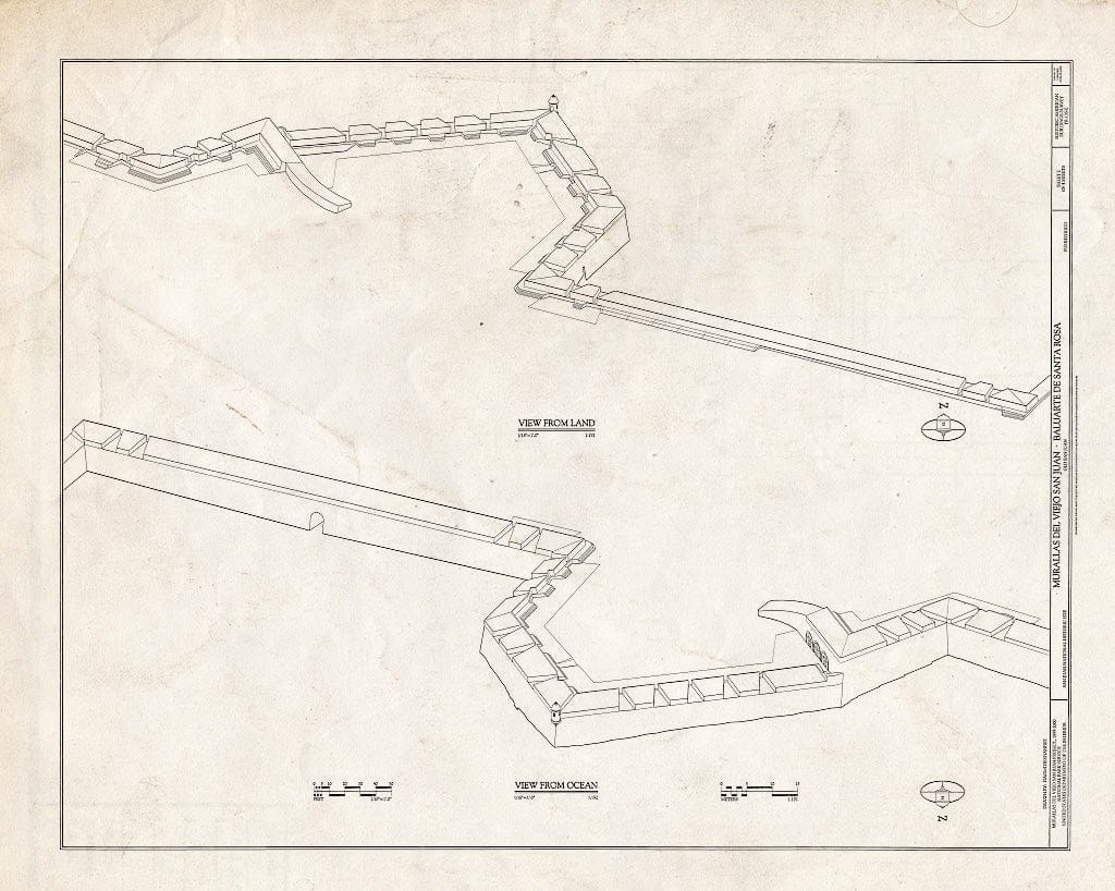 Blueprint HABS PR,7-SAJU,64E- (Sheet 2 of 4) - Murallas del Viejo San Juan, Baluarte de Santa Rosa, San Juan, San Juan Municipio, PR