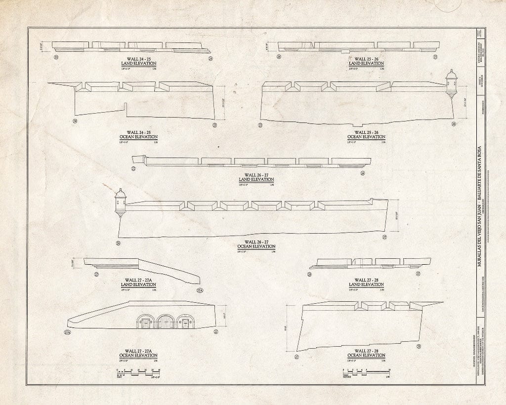 Blueprint HABS PR,7-SAJU,64E- (Sheet 4 of 4) - Murallas del Viejo San Juan, Baluarte de Santa Rosa, San Juan, San Juan Municipio, PR